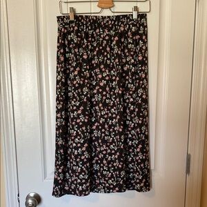 SHEIN Pink and White Smocked A-Line Midi Skirt